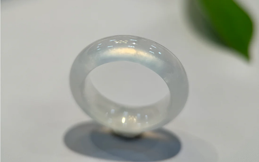 Discover Timeless Elegance with the Highly Translucent Hololith Jade Ring (R106)