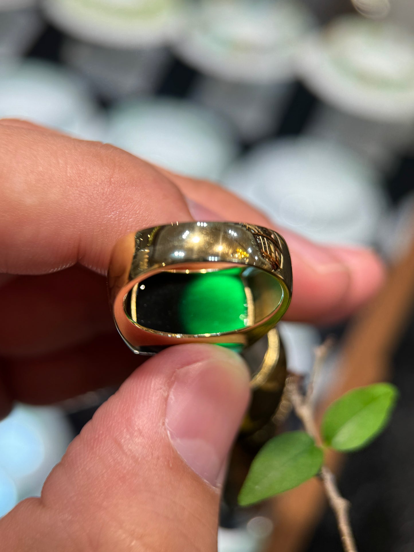 Omphacite Saddle Jade Ring (R158)
