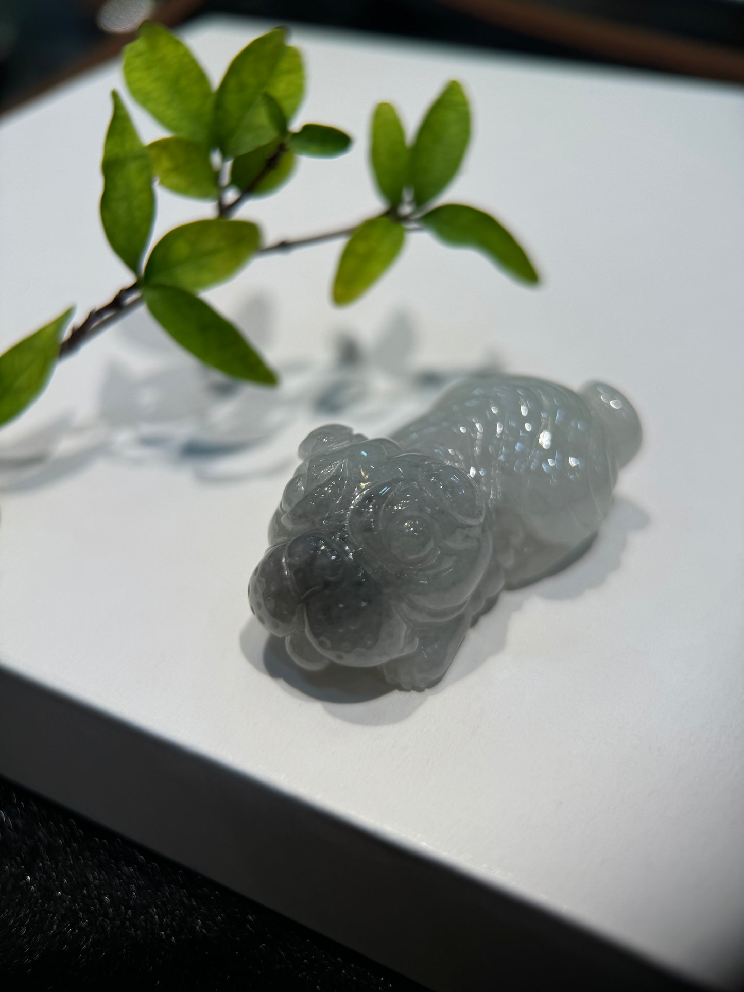 Icy Jadeite Dog (Shar Pei) Pendant (H936)