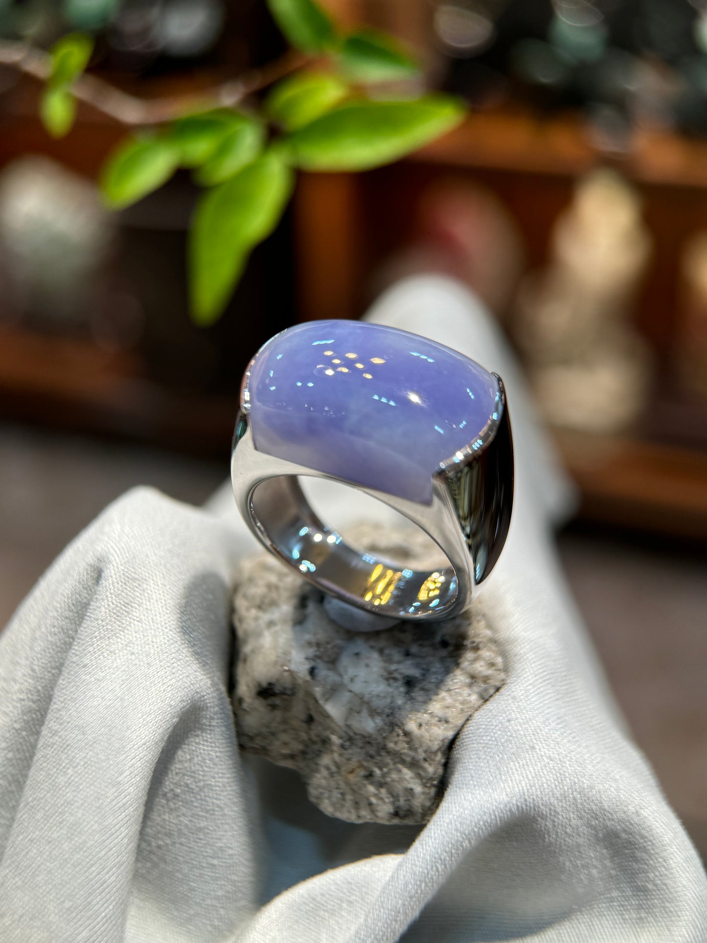 Lavender Saddle Jade Ring (R135)