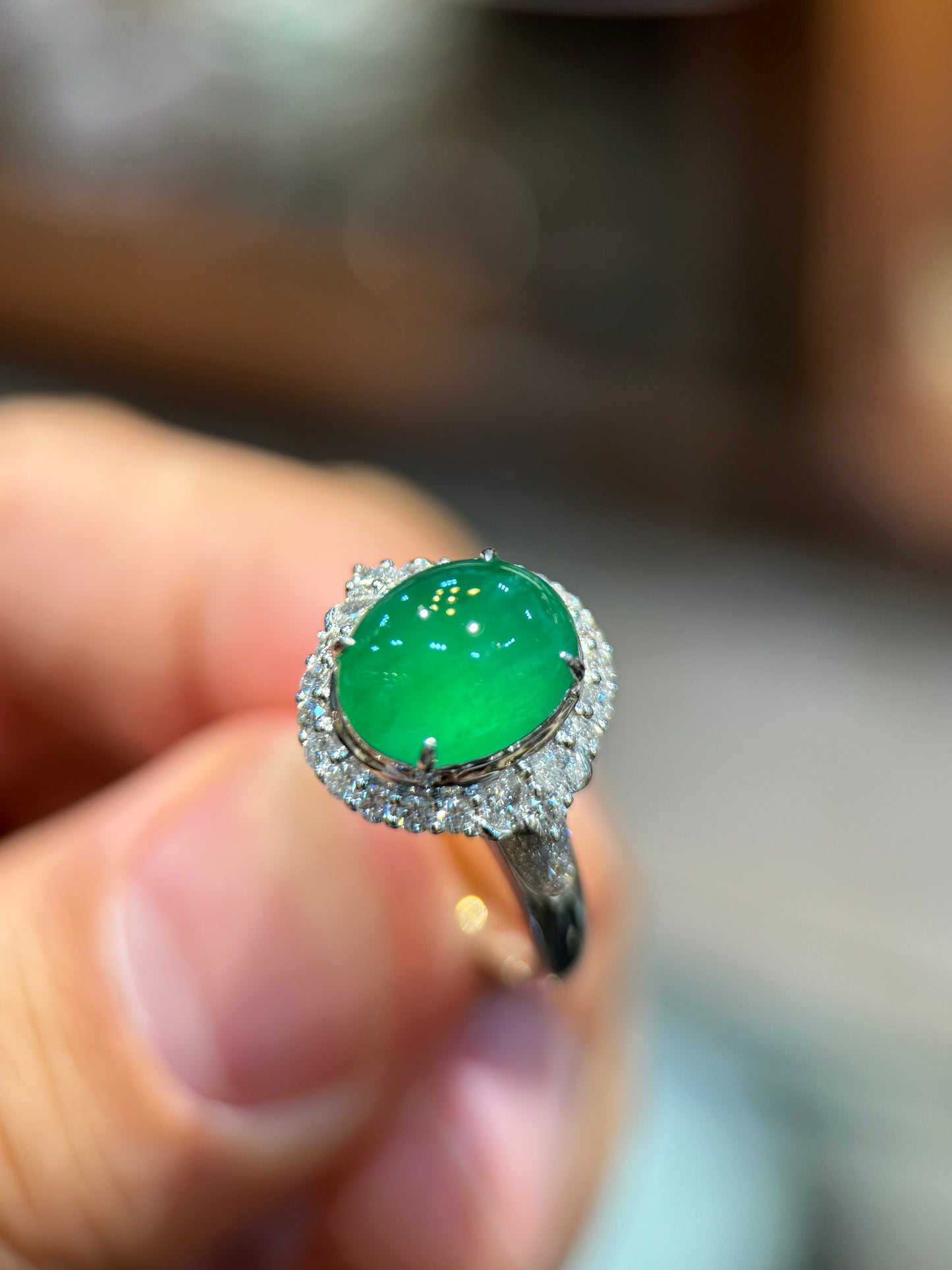 Icy Green Cabochon Ring (R136)