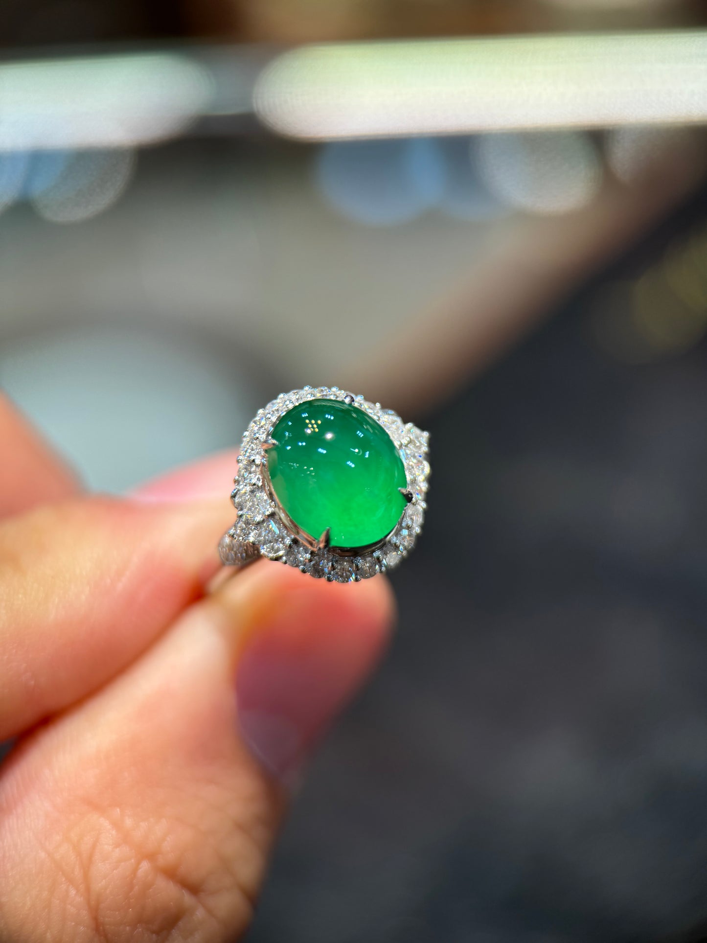 Icy Green Cabochon Ring (R136)