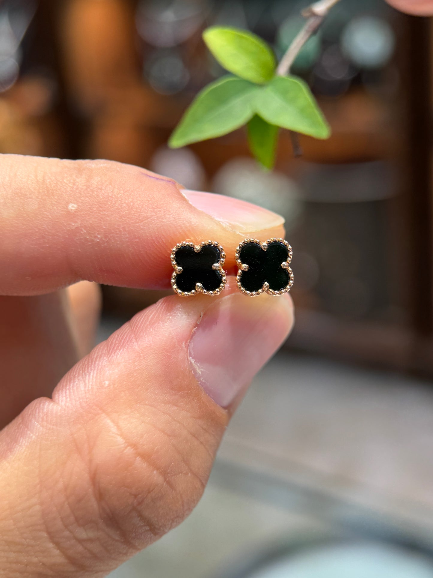 Omphacite Clover Leaf Earring (E323)