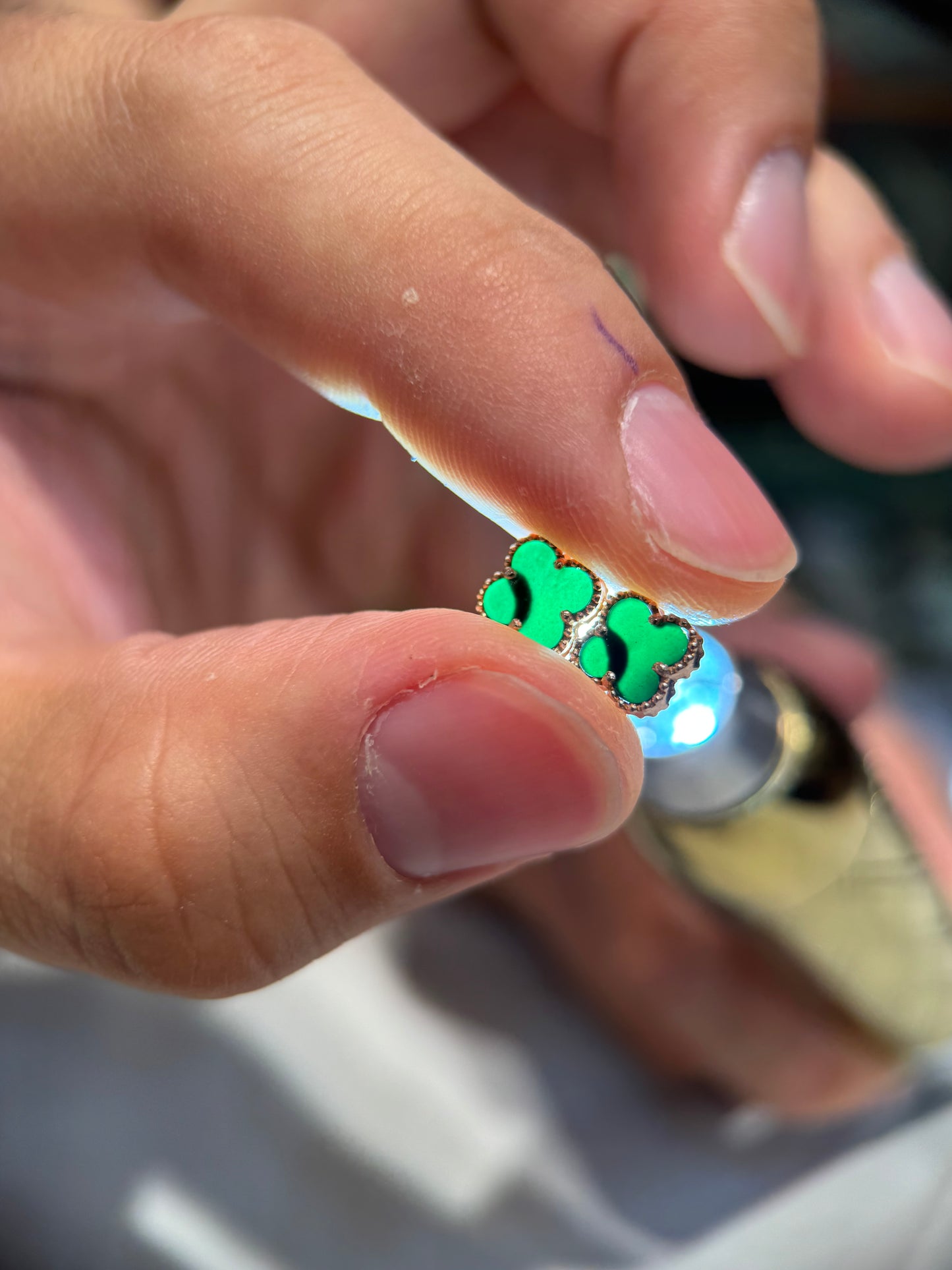 Omphacite Clover Leaf Earring (E323)