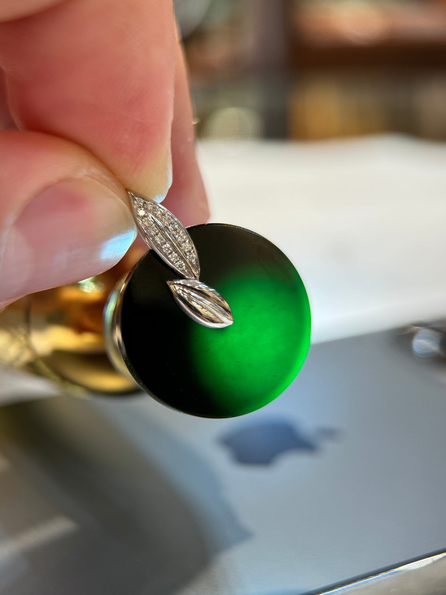 Omphacite Safety Coin Pendant (P146)