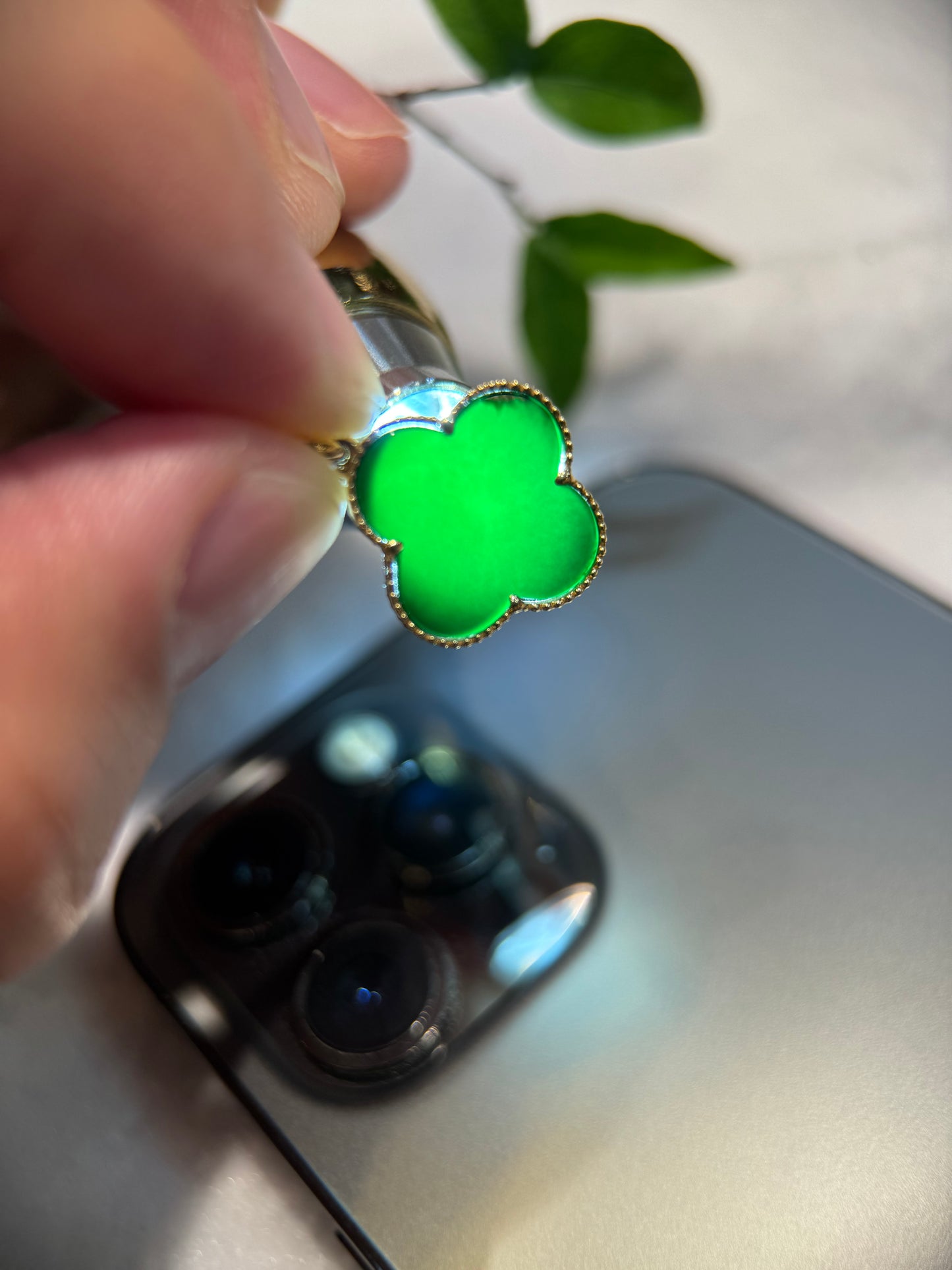 Omphacite Clover Leaf Pendant (P147)