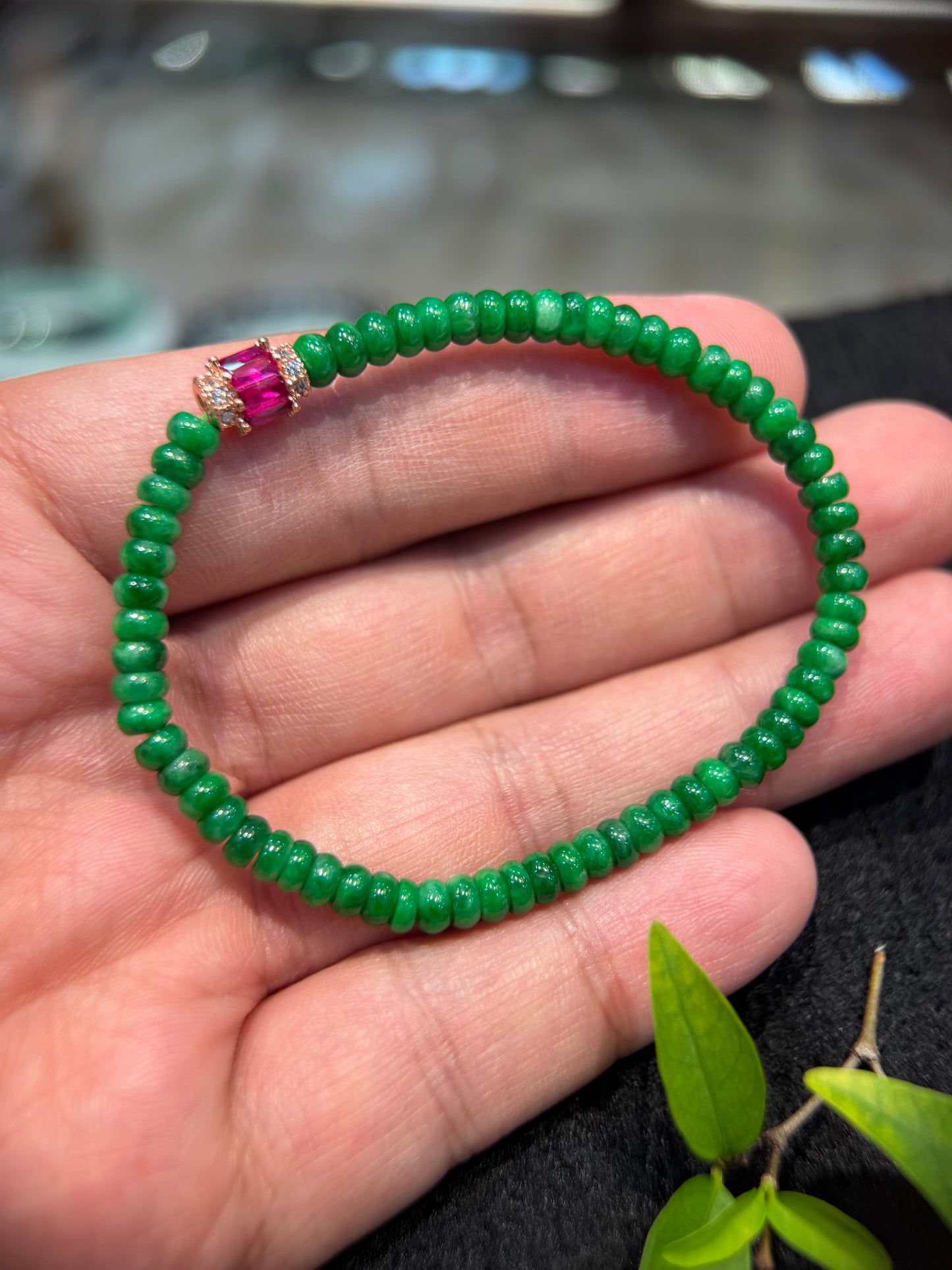 Green Abacus Beads Bracelet (B014)