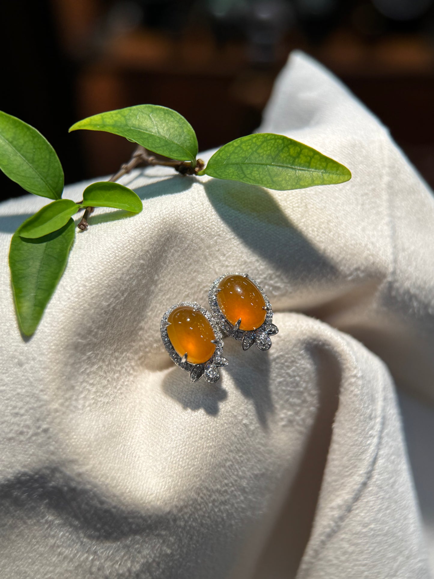 Icy Honey Cabochon Earring (E327)