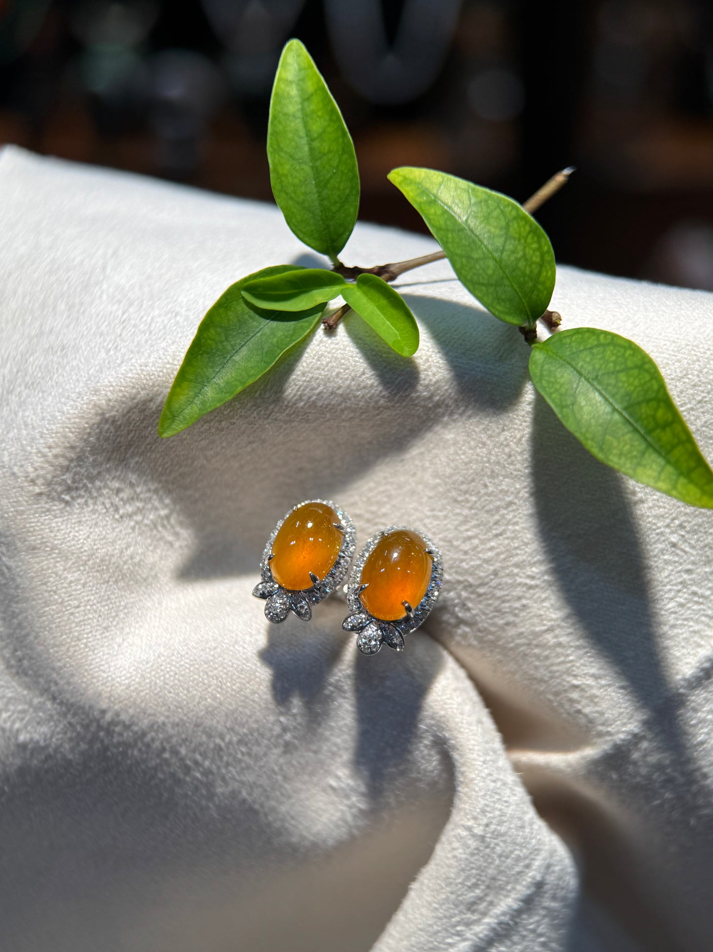 Icy Honey Cabochon Earring (E327)