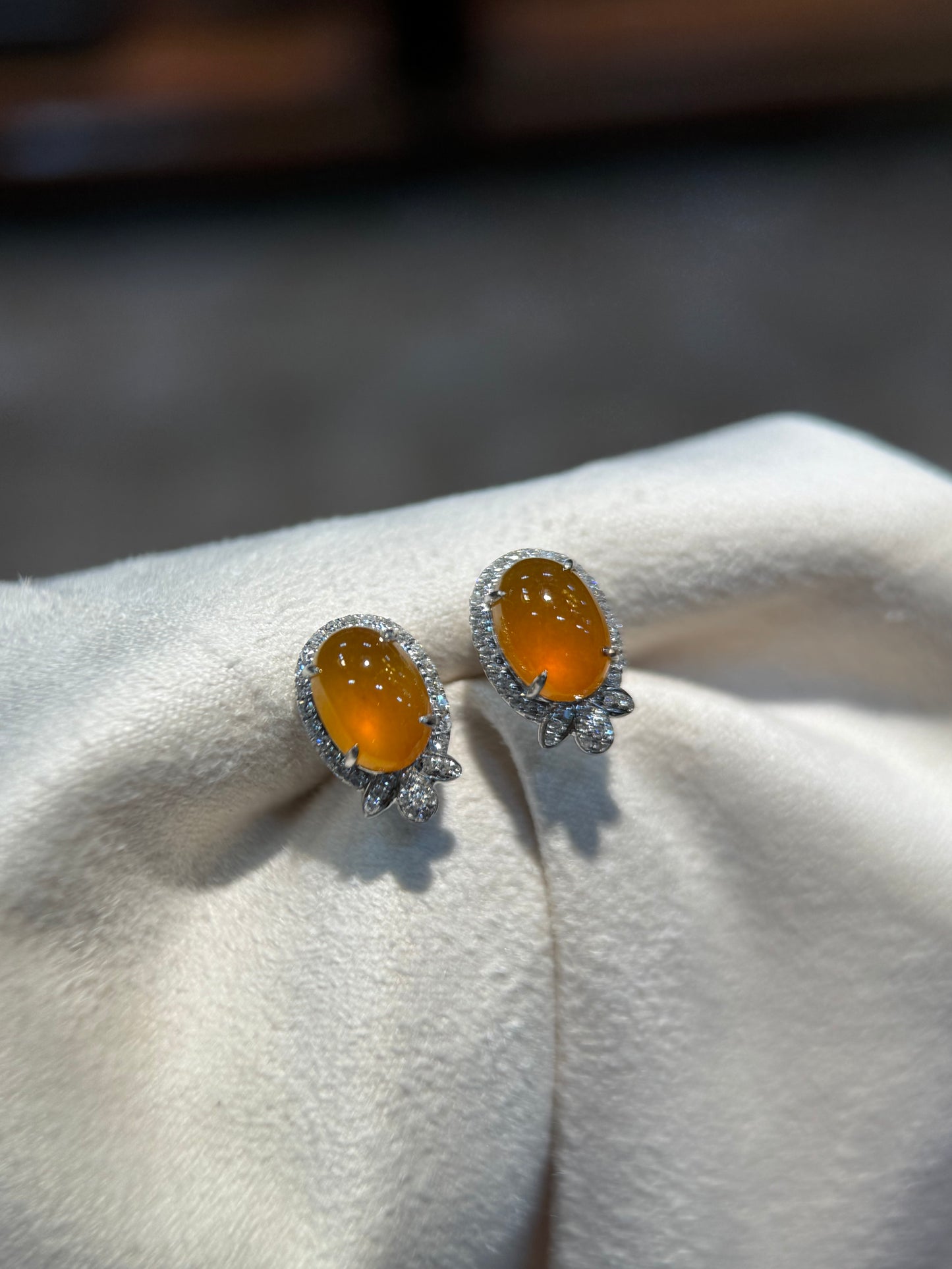 Icy Honey Cabochon Earring (E327)
