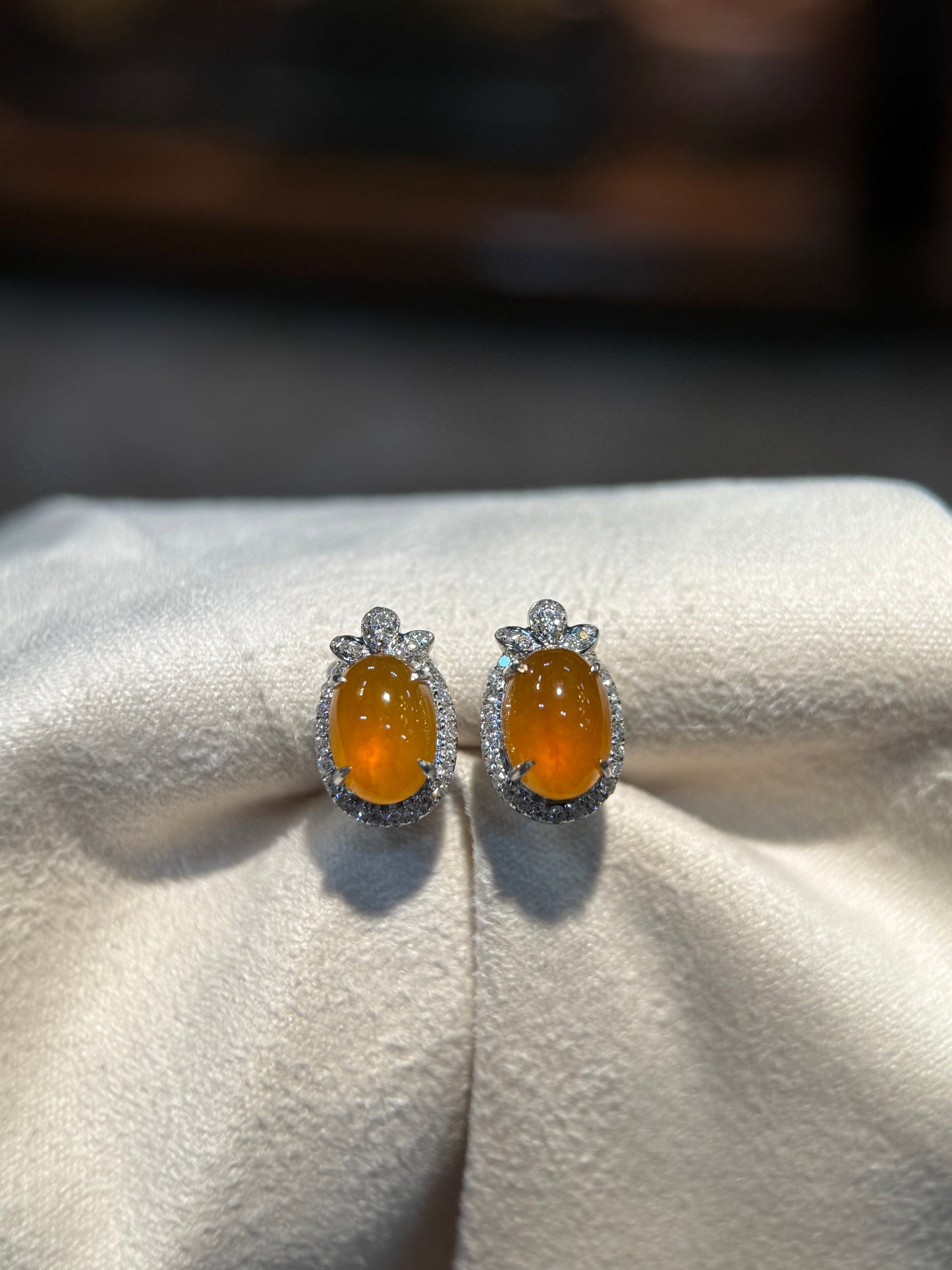 Icy Honey Cabochon Earring (E327)