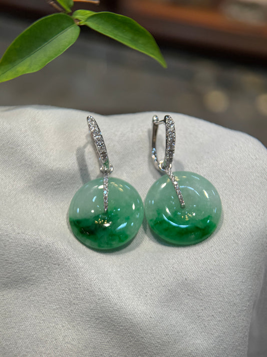 Green Safety Coin Earring (E328)
