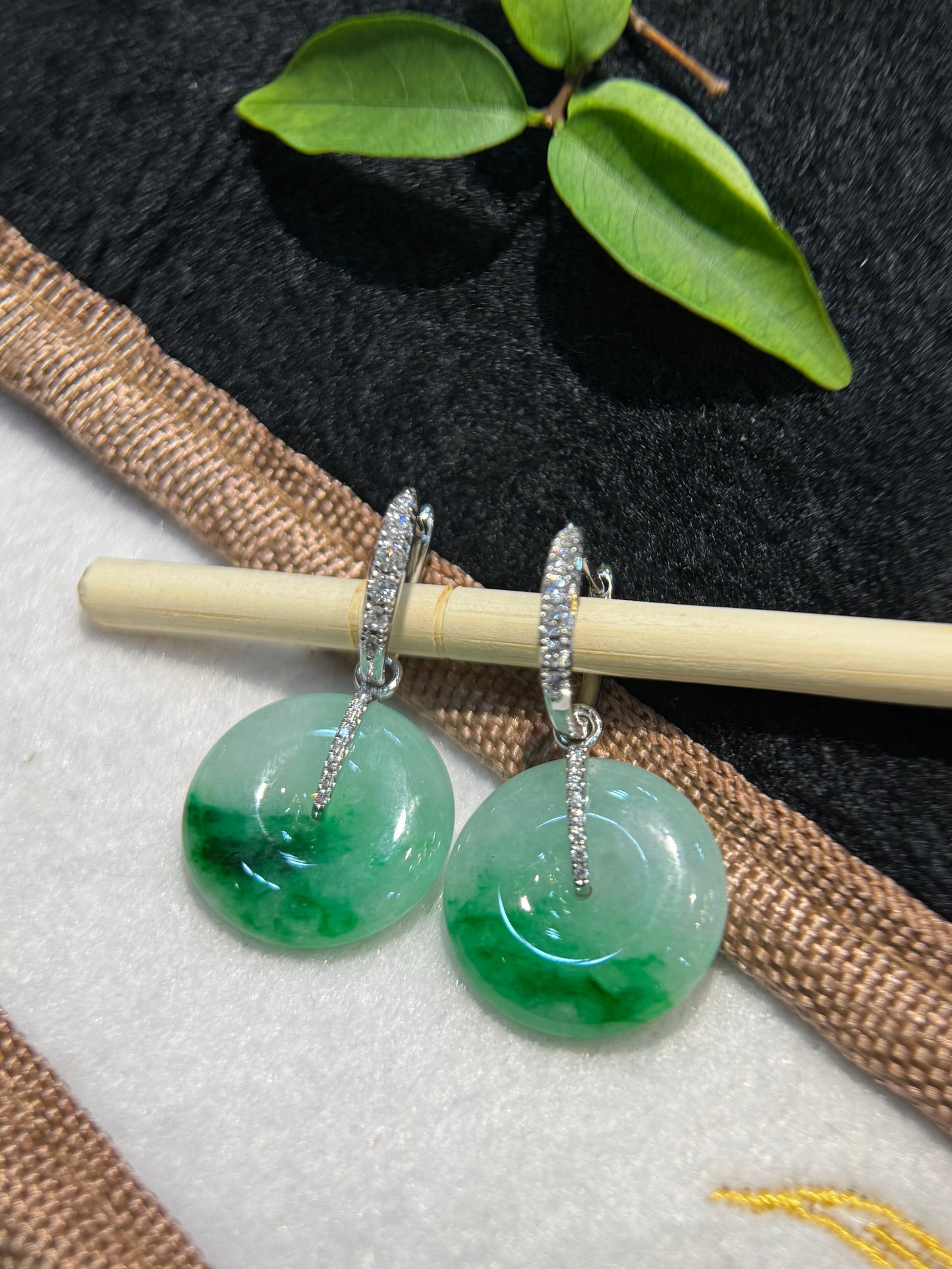 Green Safety Coin Earring (E328)