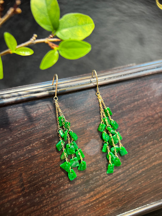 Irregular Shape Green Earring (E333)