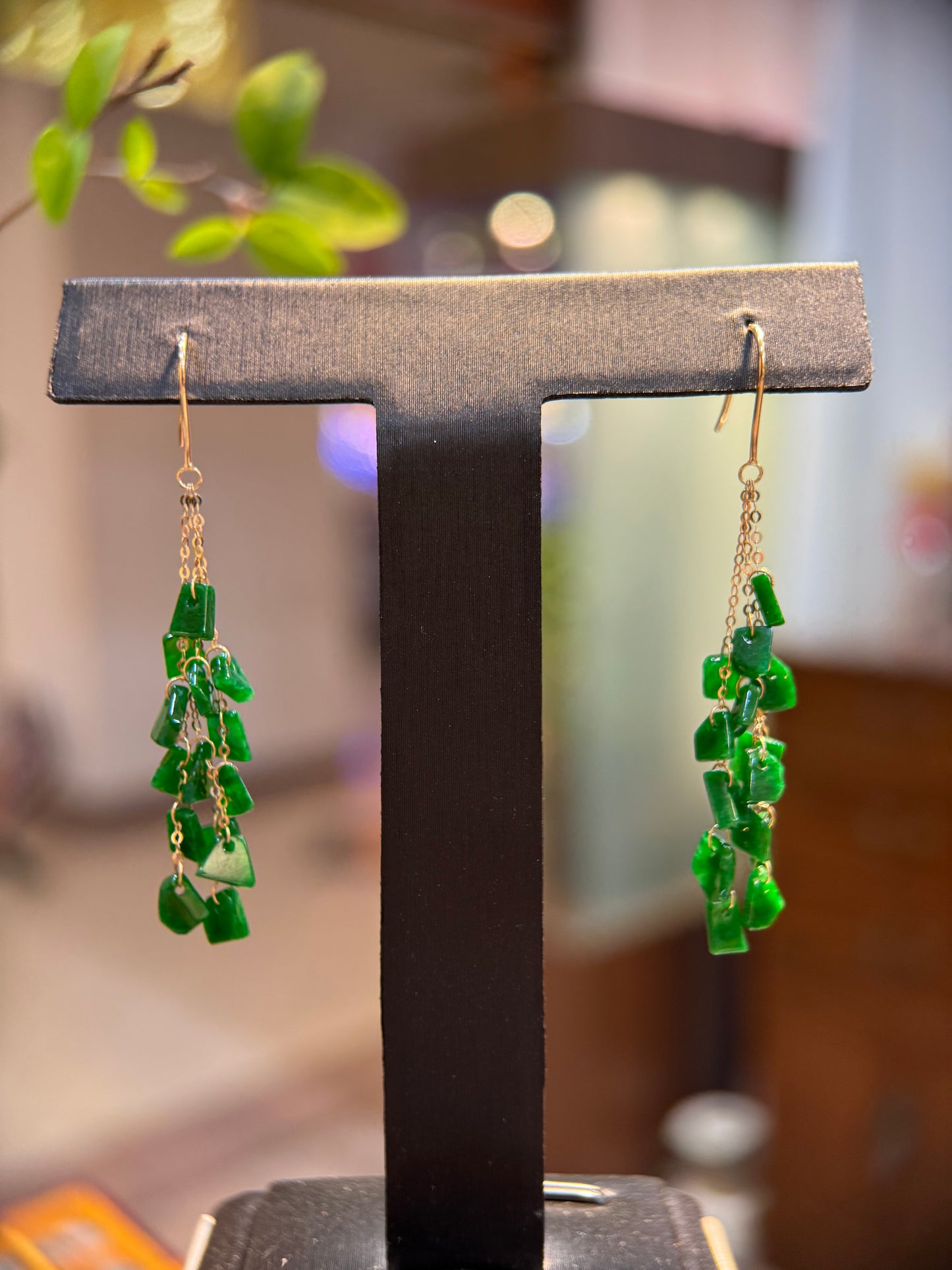 Irregular Shape Green Earring (E333)