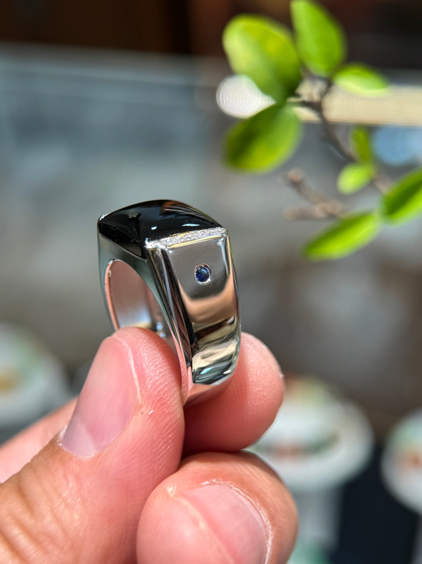 Omphacite Rectangular Jade Ring (R150)