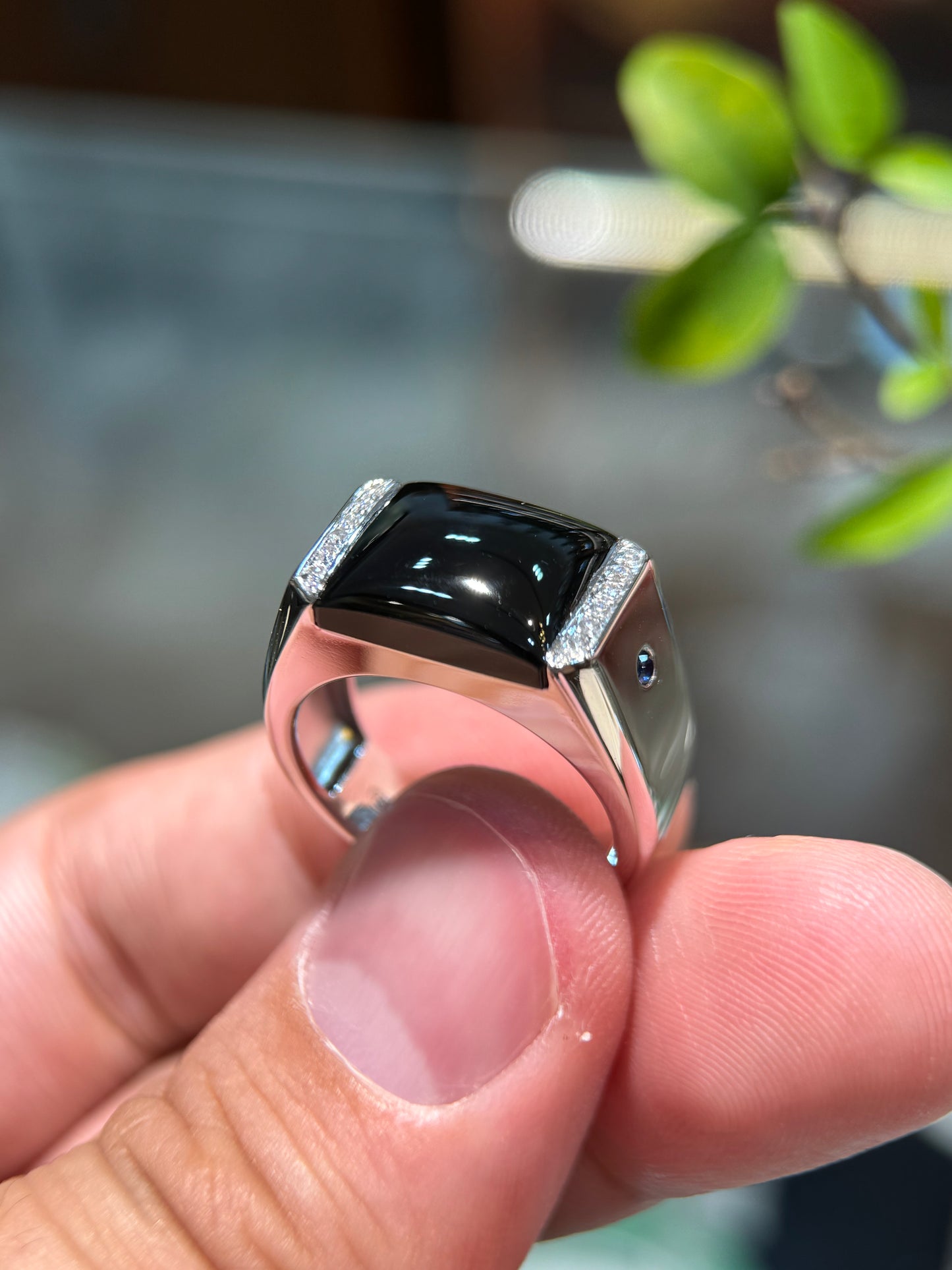 Omphacite Rectangular Jade Ring (R150)