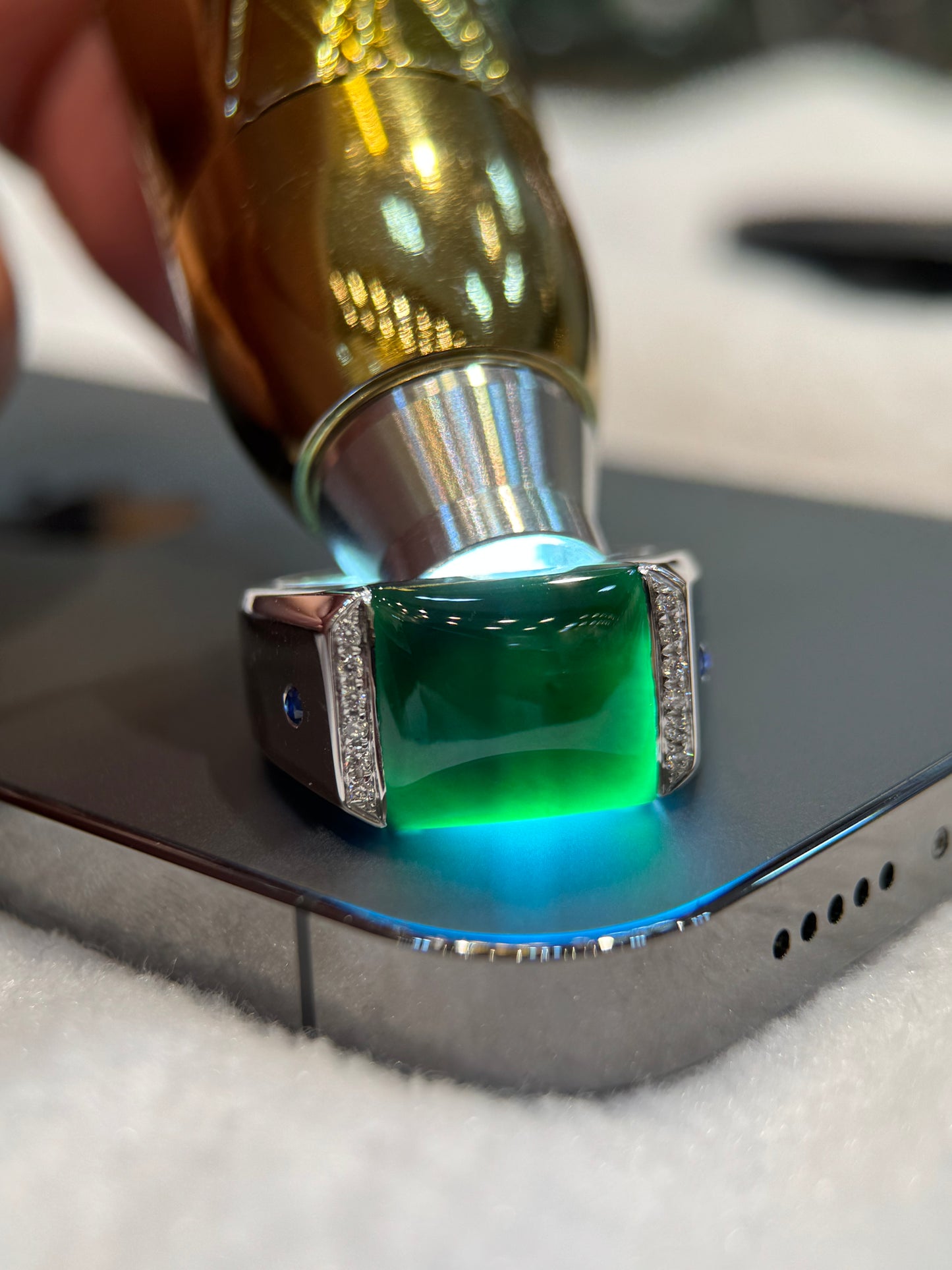 Omphacite Rectangular Jade Ring (R150)