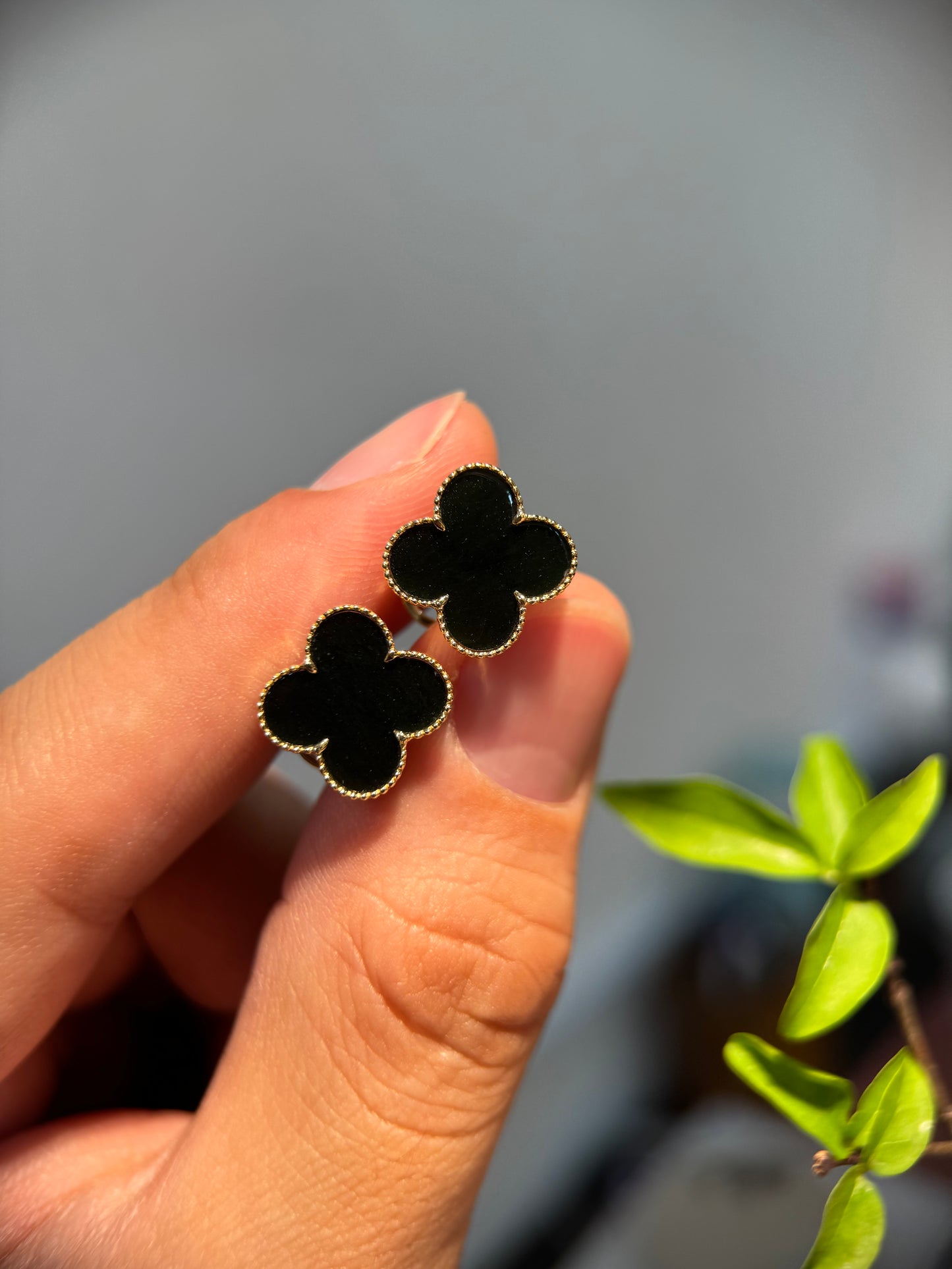 Omphacite Clover Leaf Earring (E339)
