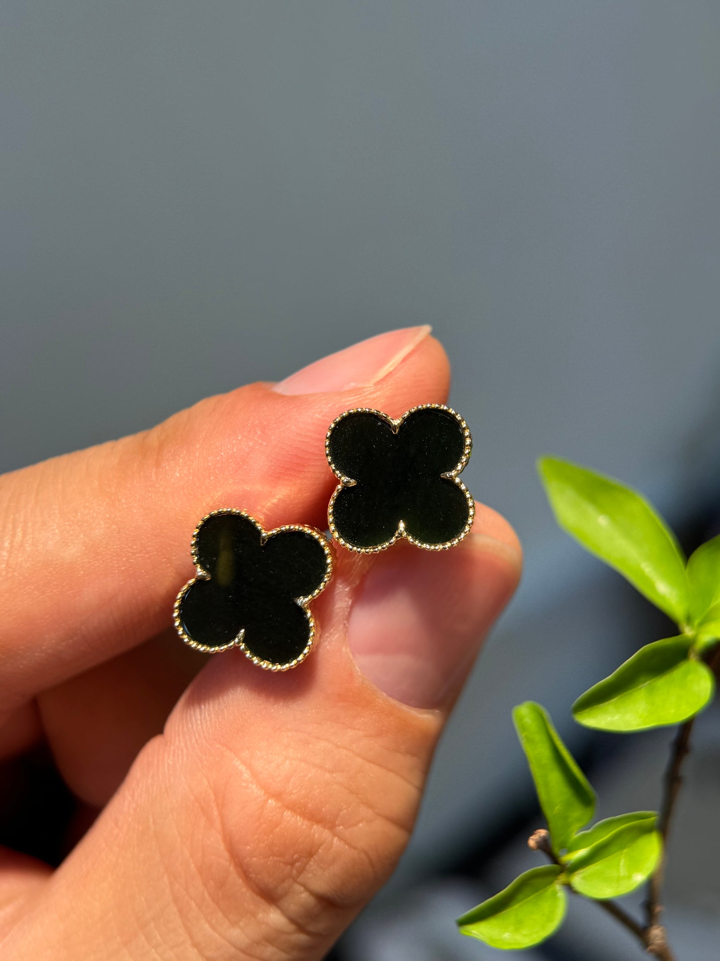 Omphacite Clover Leaf Earring (E339)