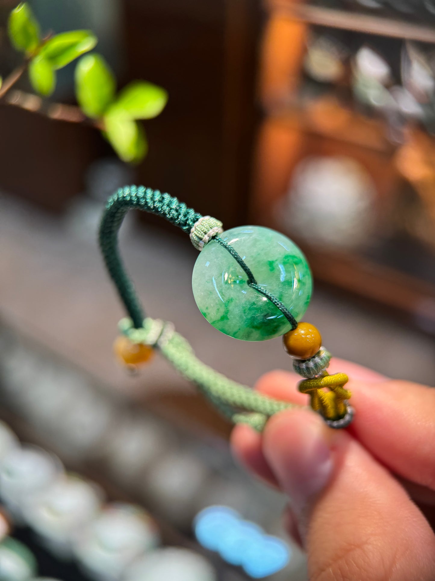 Green Safety Coin Bracelet (B020)