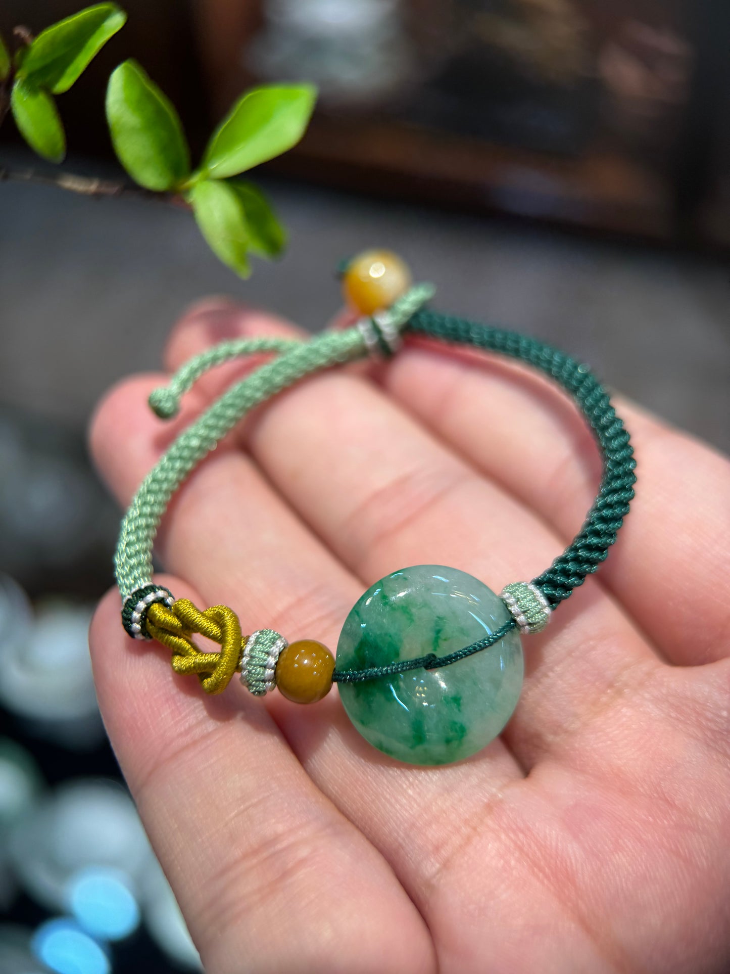 Green Safety Coin Bracelet (B020)