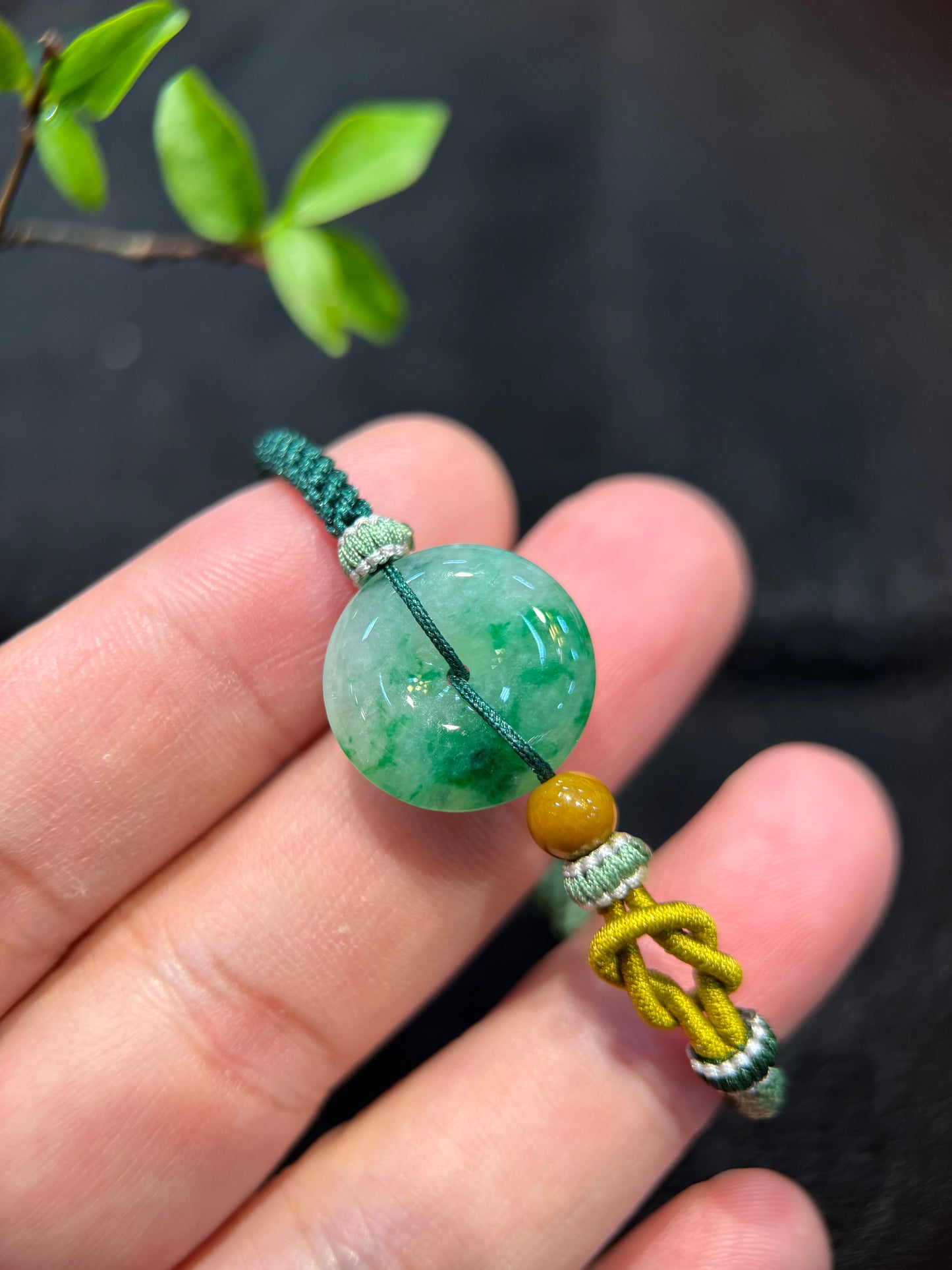 Green Safety Coin Bracelet (B020)