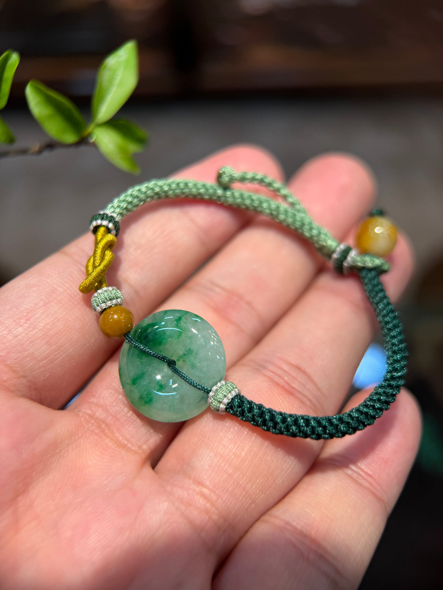 Green Safety Coin Bracelet (B020)
