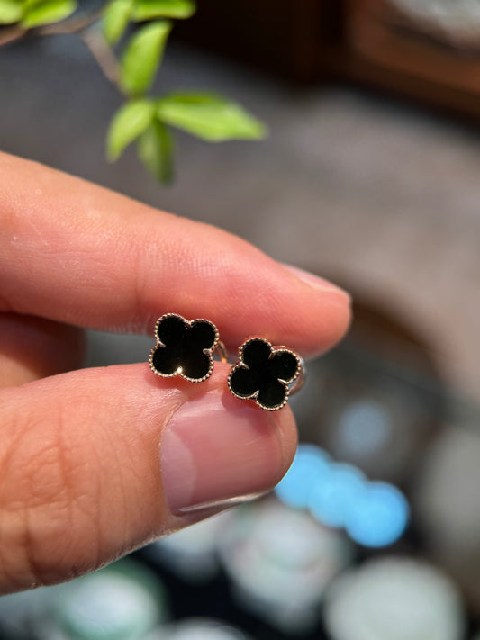 Omphacite Clover Leaf Earring (E340)