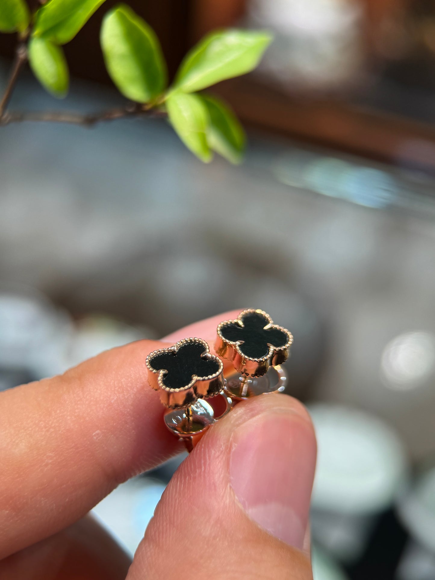 Omphacite Clover Leaf Earring (E340)