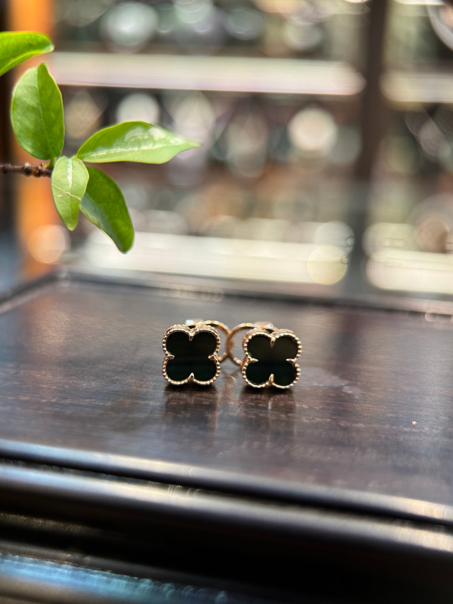 Omphacite Clover Leaf Earring (E340)
