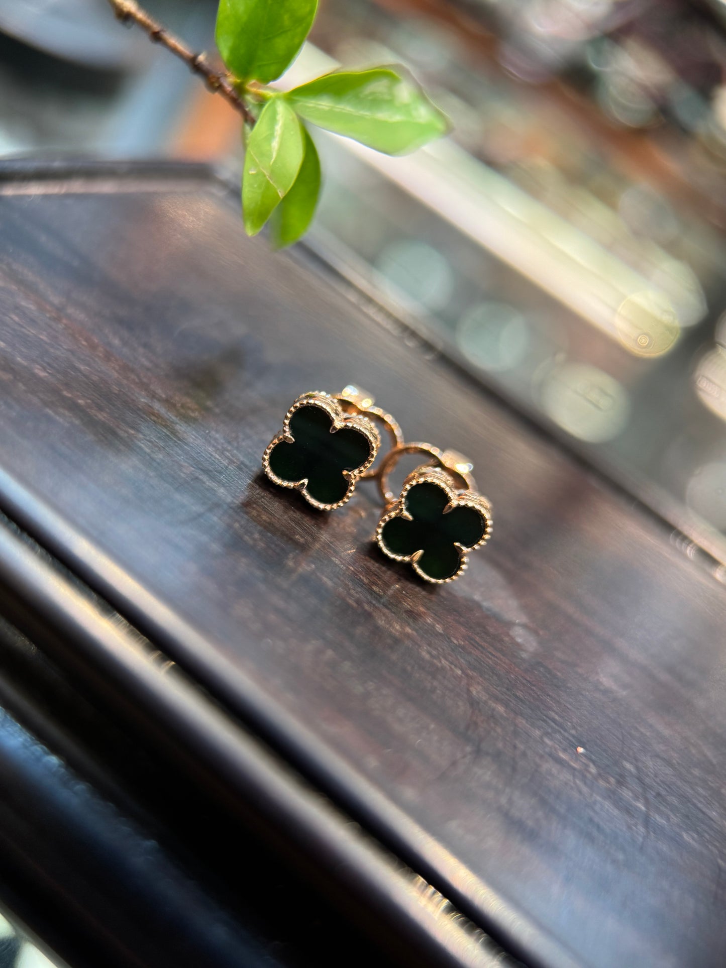 Omphacite Clover Leaf Earring (E340)