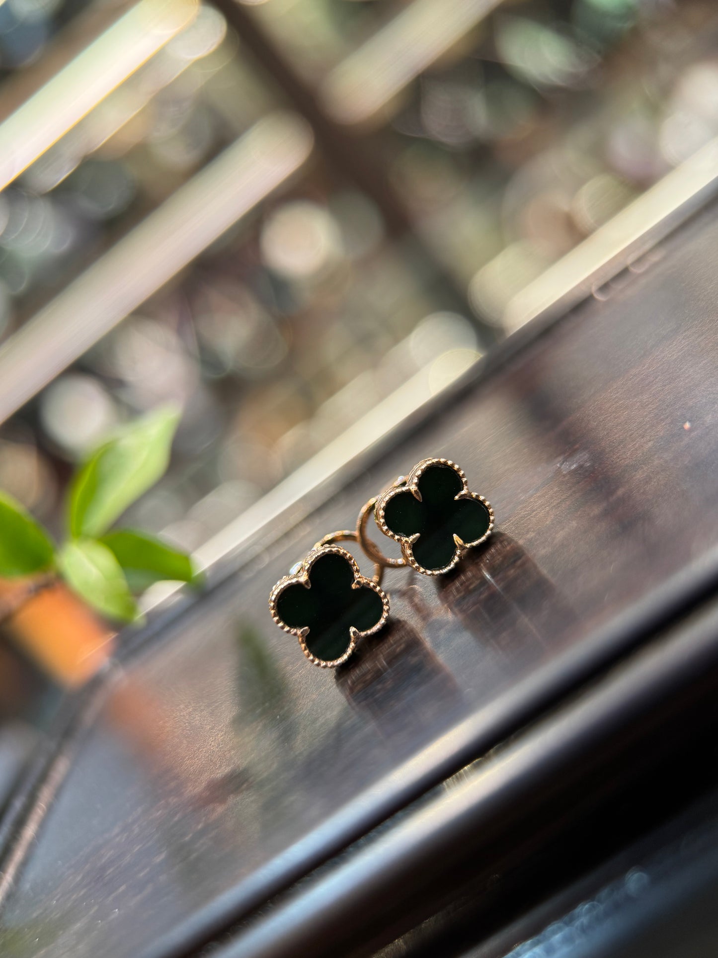 Omphacite Clover Leaf Earring (E340)