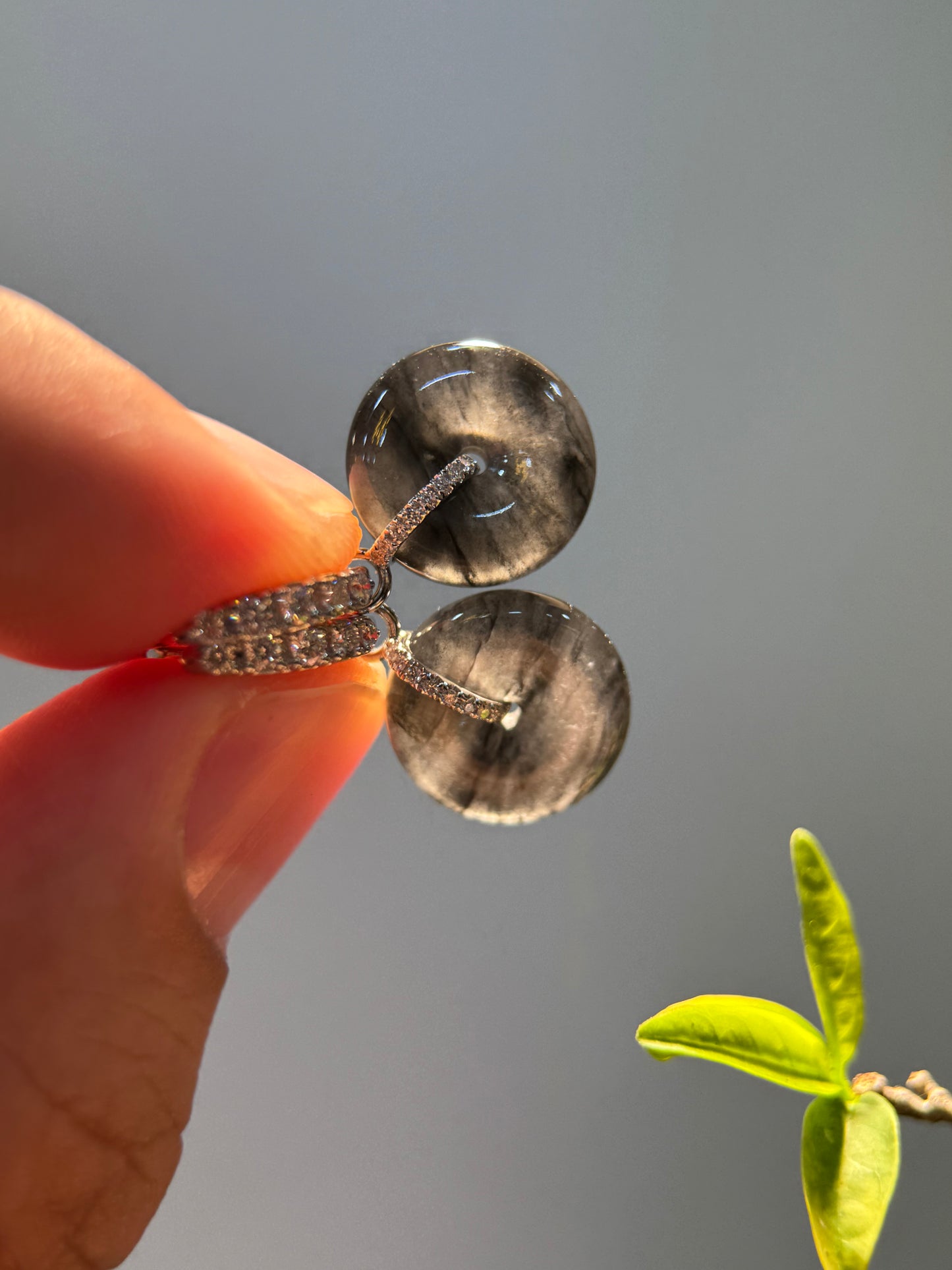 Back Jade Safety Coin Earring (E342)