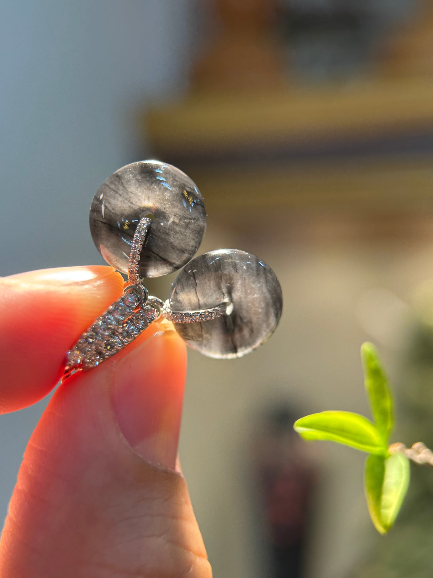 Back Jade Safety Coin Earring (E342)