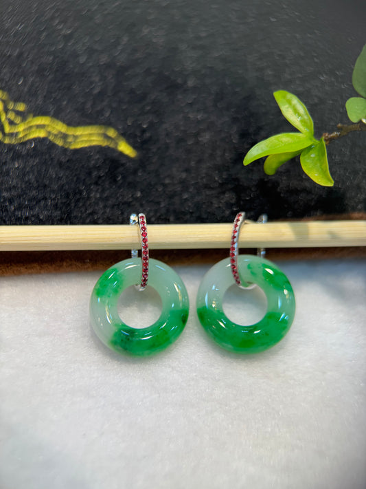 Green Donut Shape Earring (E343)