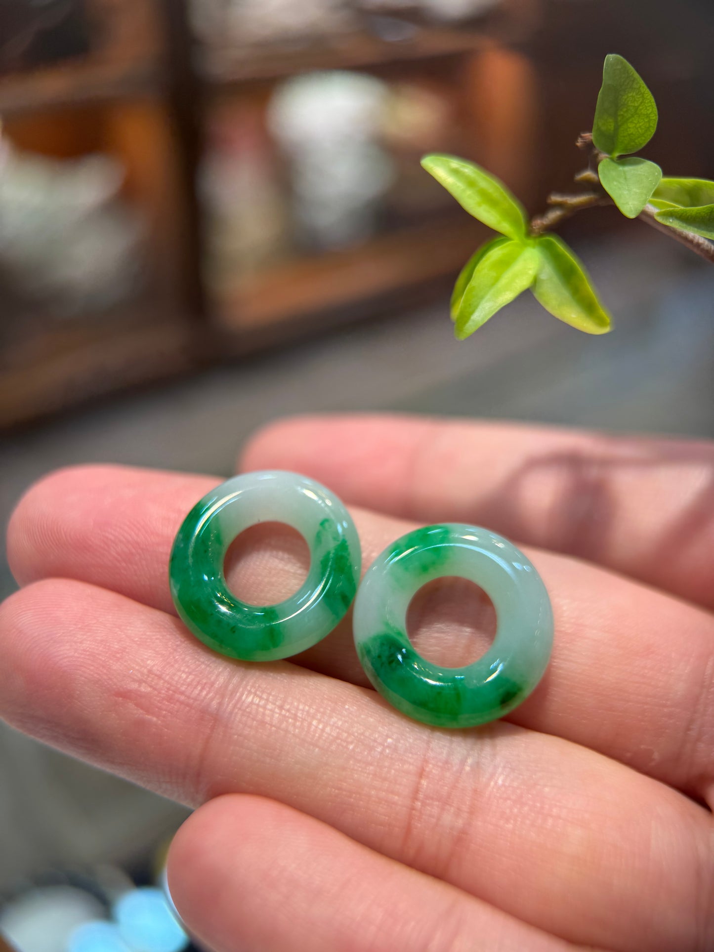 Green Donut Shape Earring (E343)