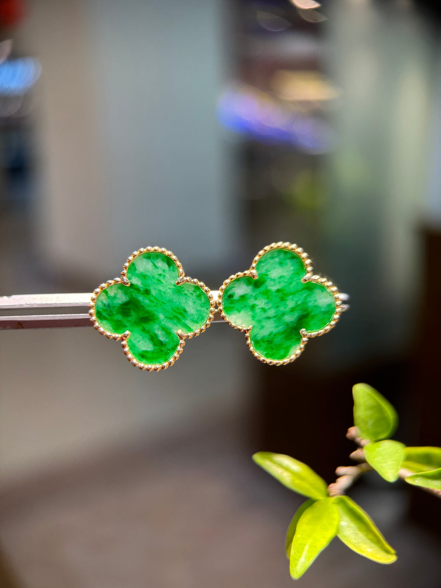 Green Clover Leaf Earring (E344)