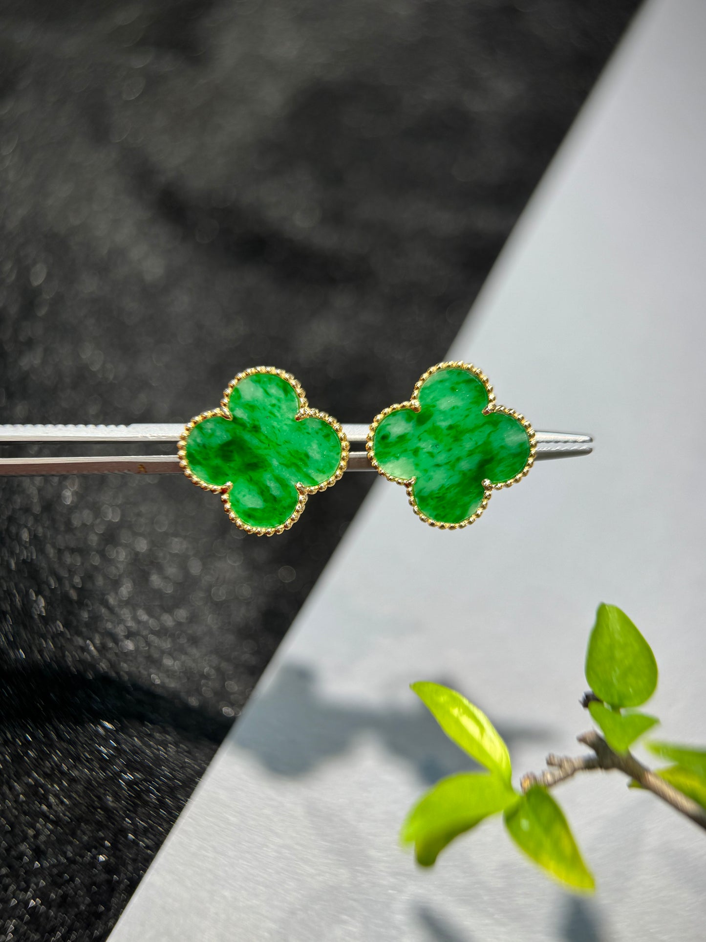 Green Clover Leaf Earring (E344)
