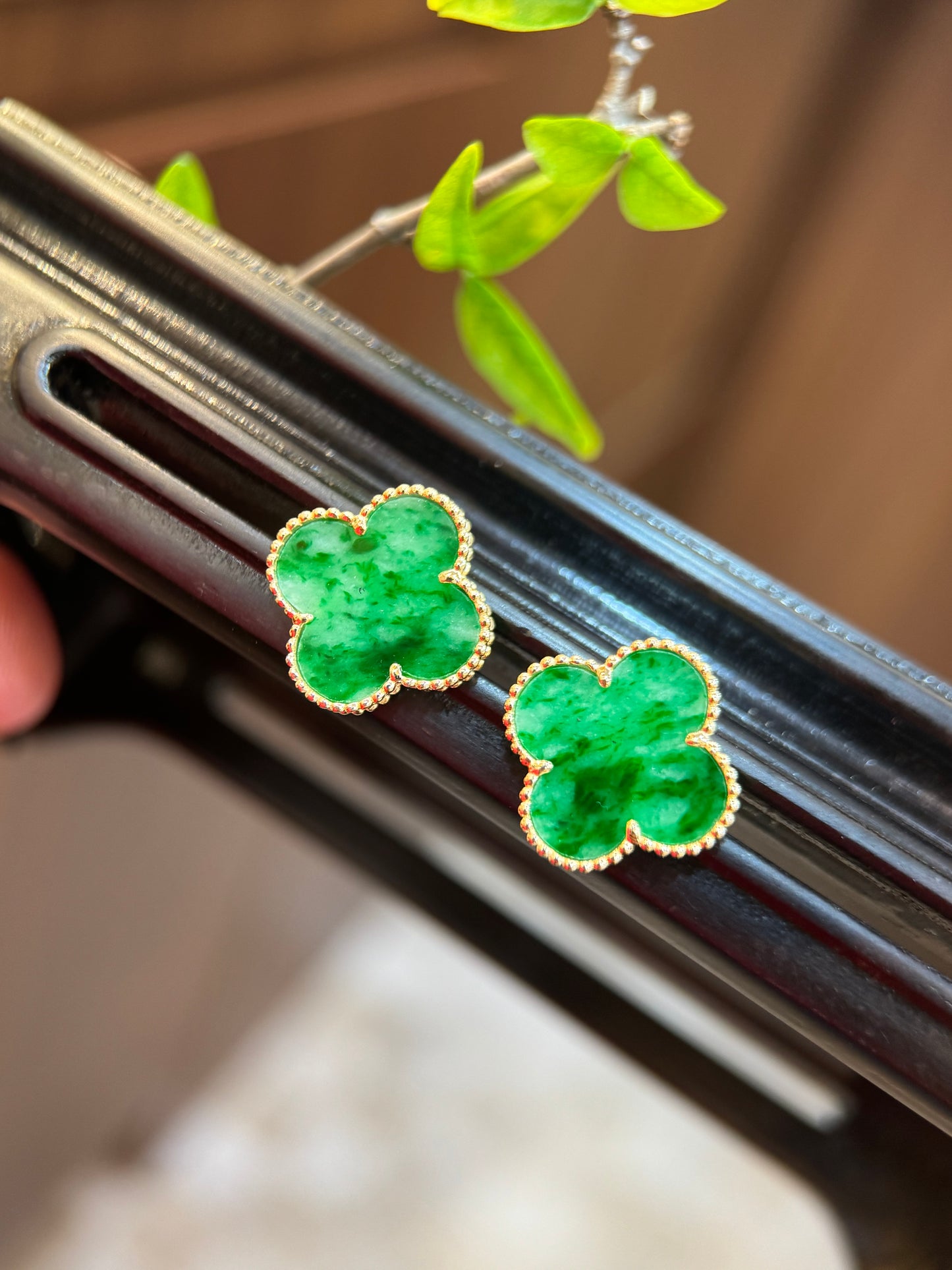 Green Clover Leaf Earring (E344)