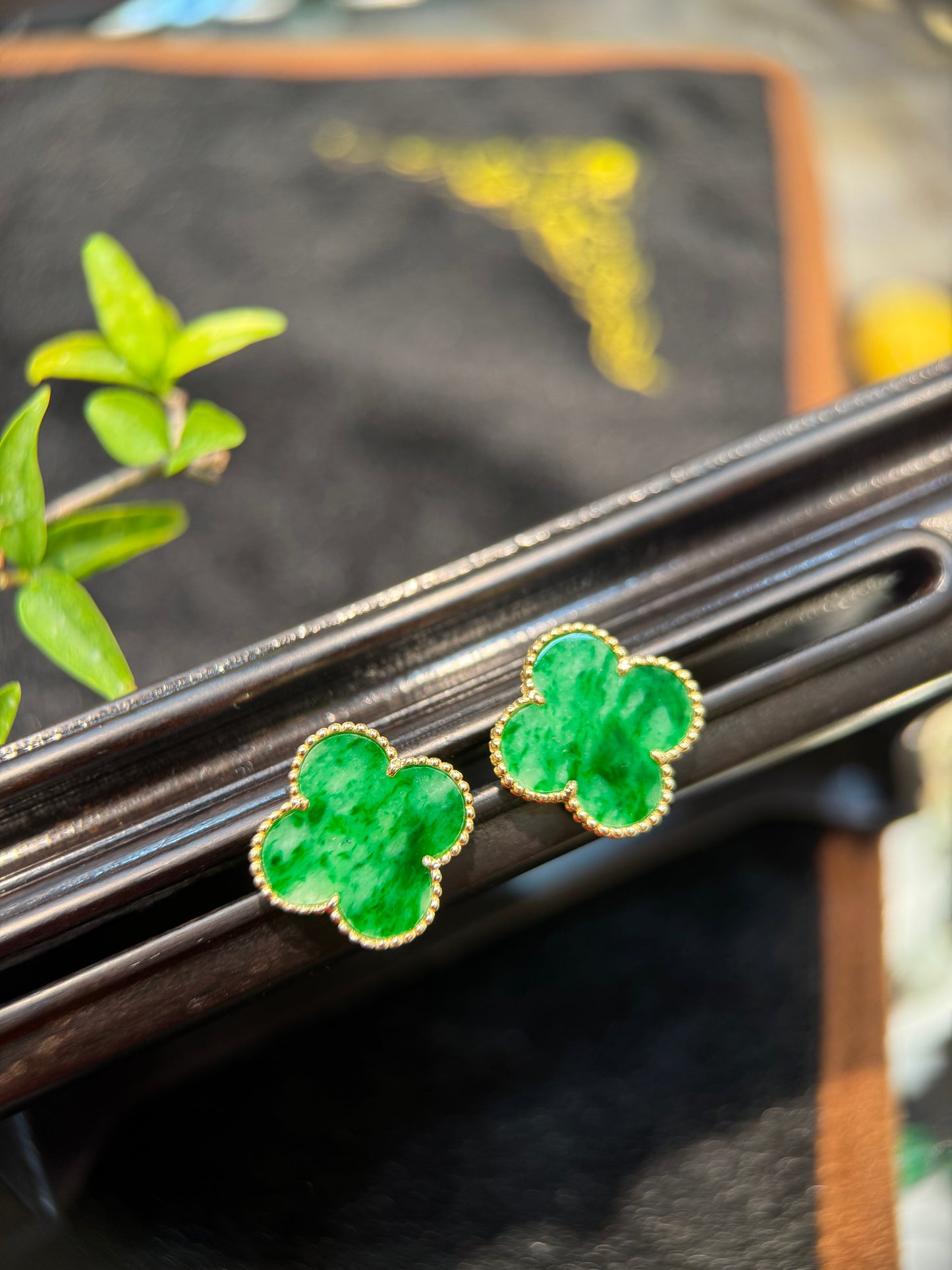 Green Clover Leaf Earring (E344)