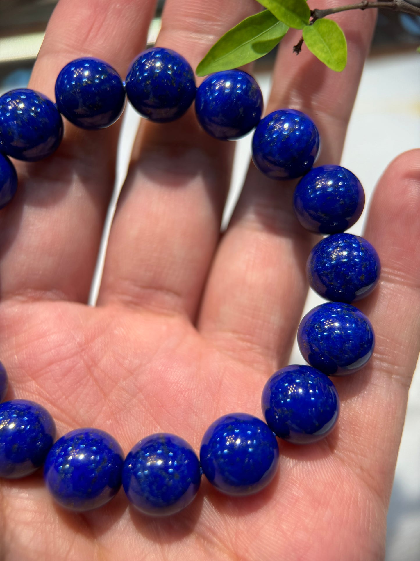 Lapis Lazuli Round Beads Bracelet (B008)