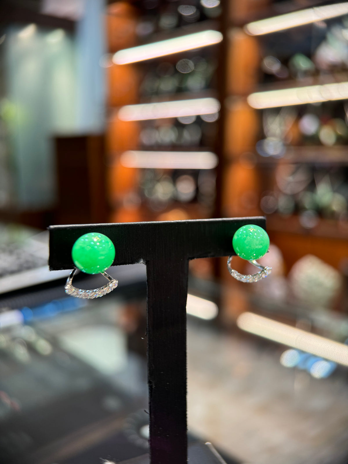 Green Round Beads Earring (E316)