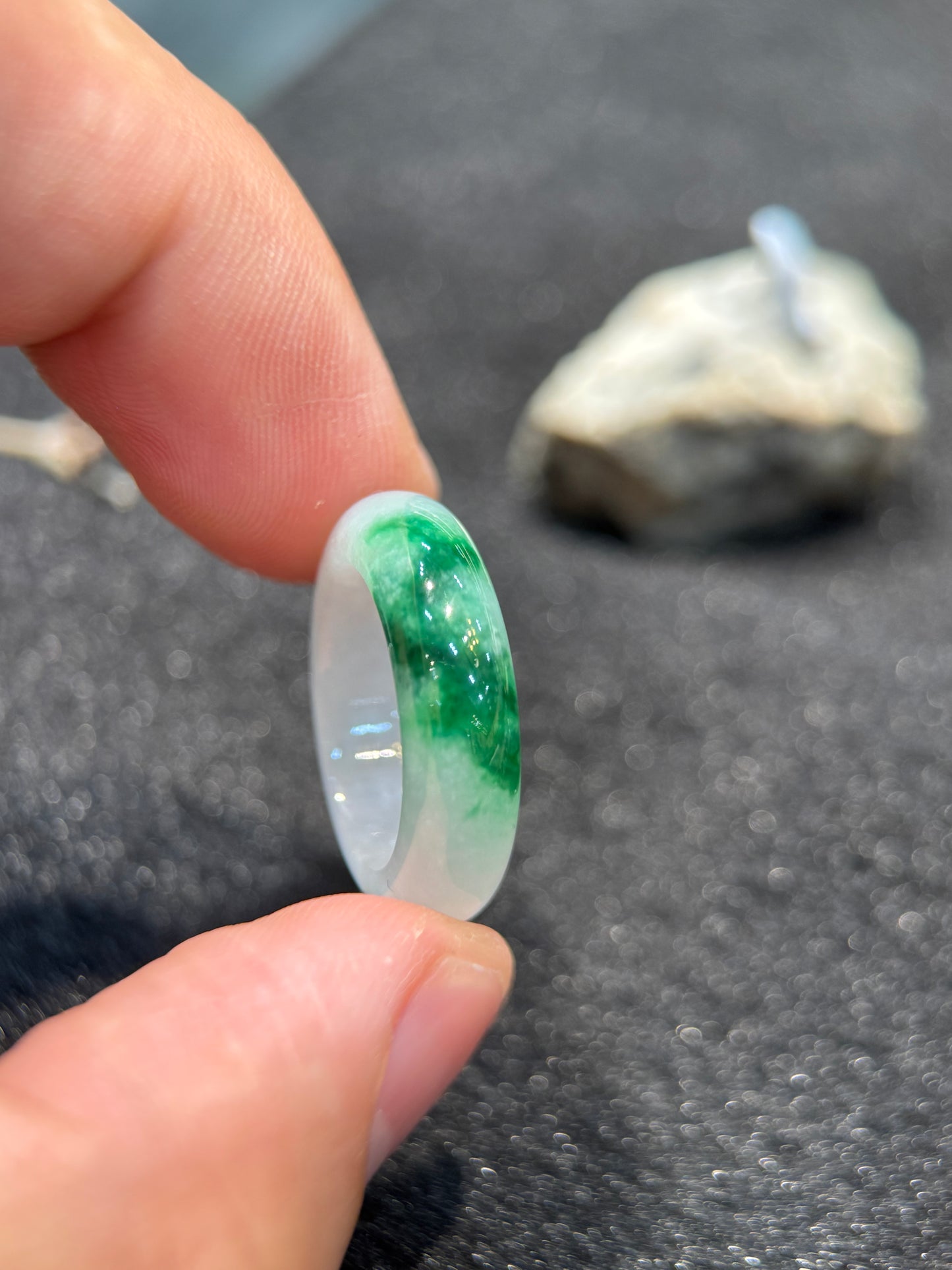 Green Jade Hololith Ring (R157)