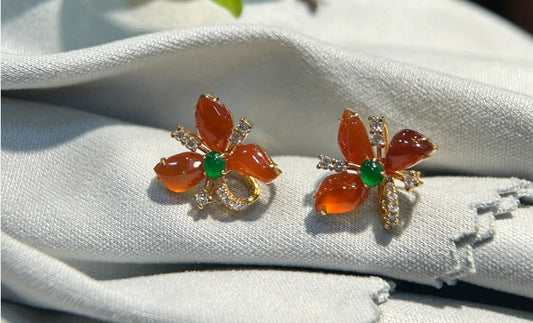 Irregular Red Jadeite Earring by Shuanghua: A Unique Gemstone Experience