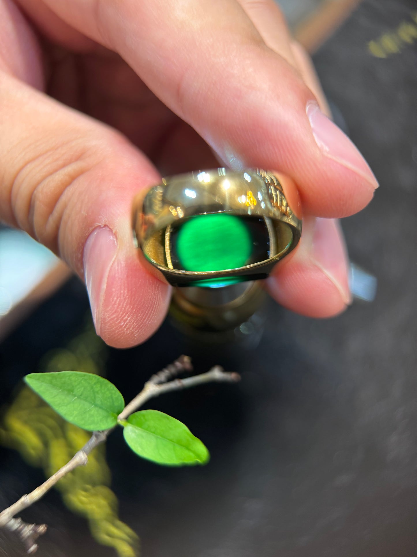 Omphacite Saddle Jade Ring (R158)