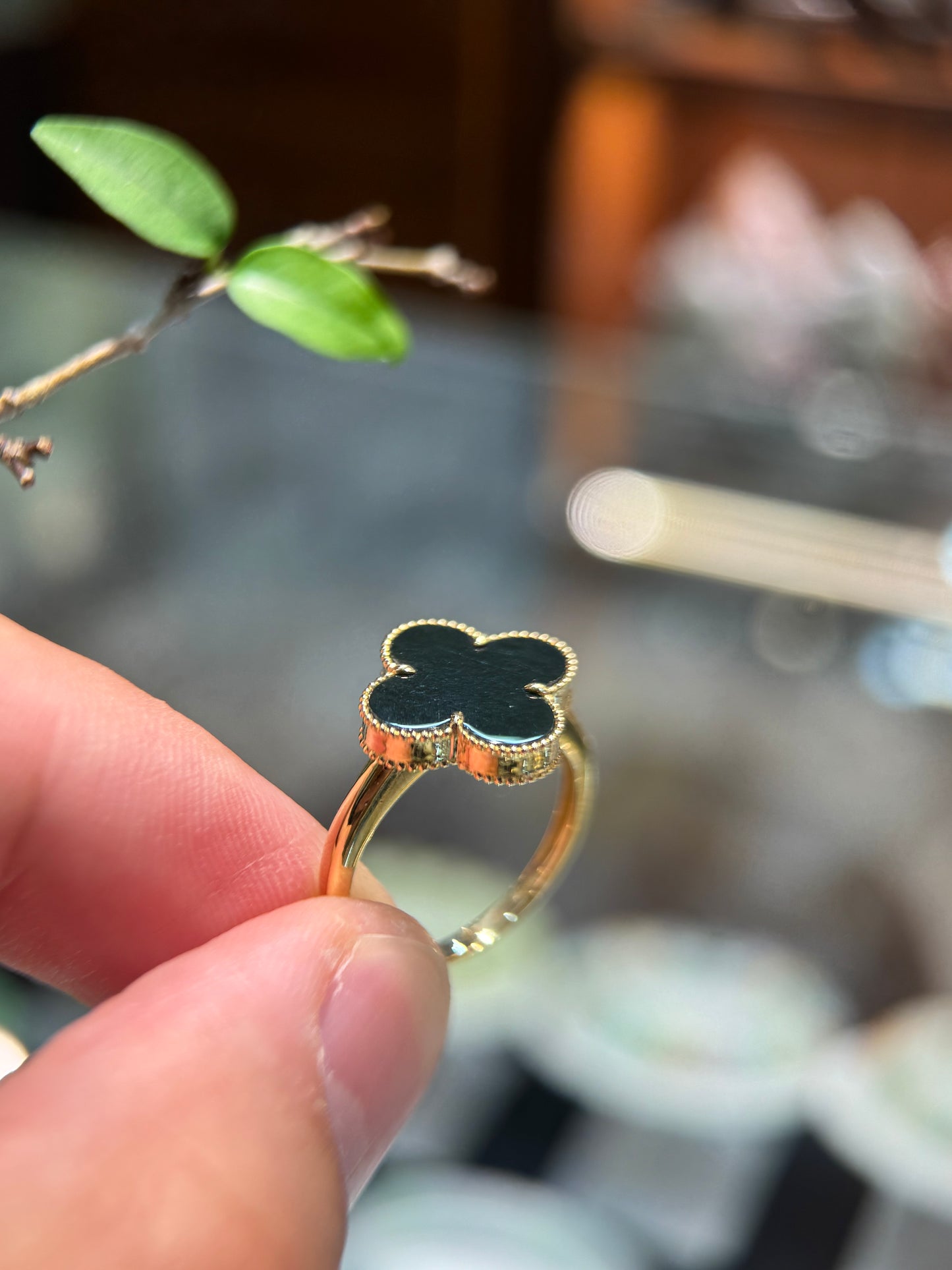 Omphacite Clover Leaf Ring (R159)