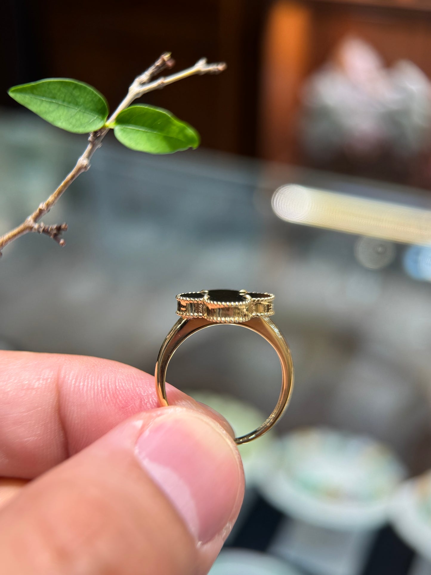 Omphacite Clover Leaf Ring (R159)