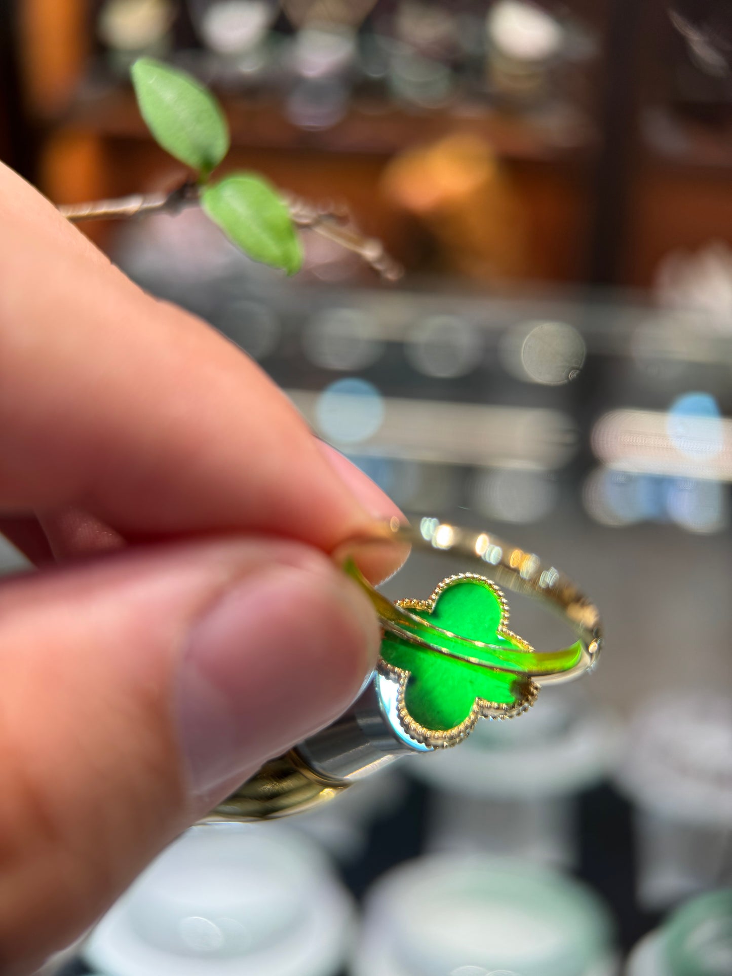 Omphacite Clover Leaf Ring (R159)