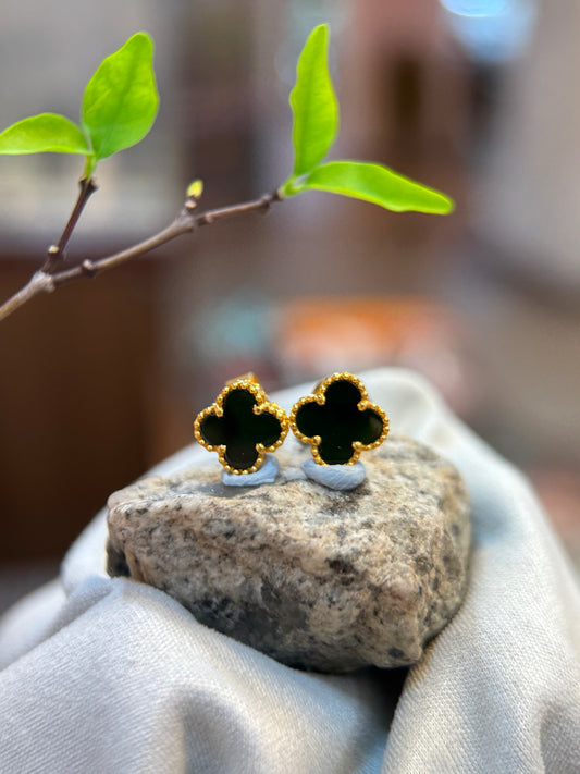 Omphacite Clover Leaf Earring (E324)